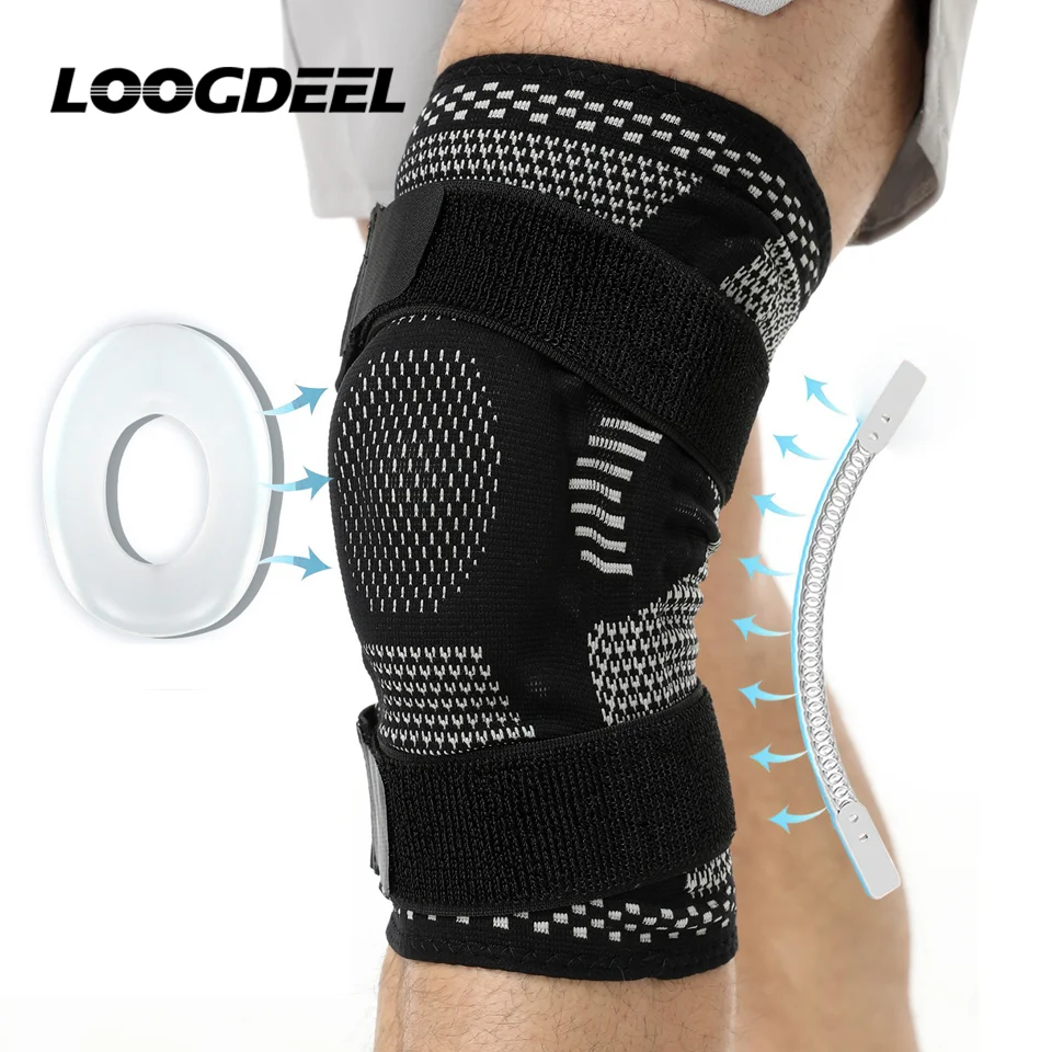 LOOGDEEL 1Pcs Sports Knee Brace Support Compression Sleeve With Side Stabilizers Patella Gel Football Basketball Kneepad Unisex