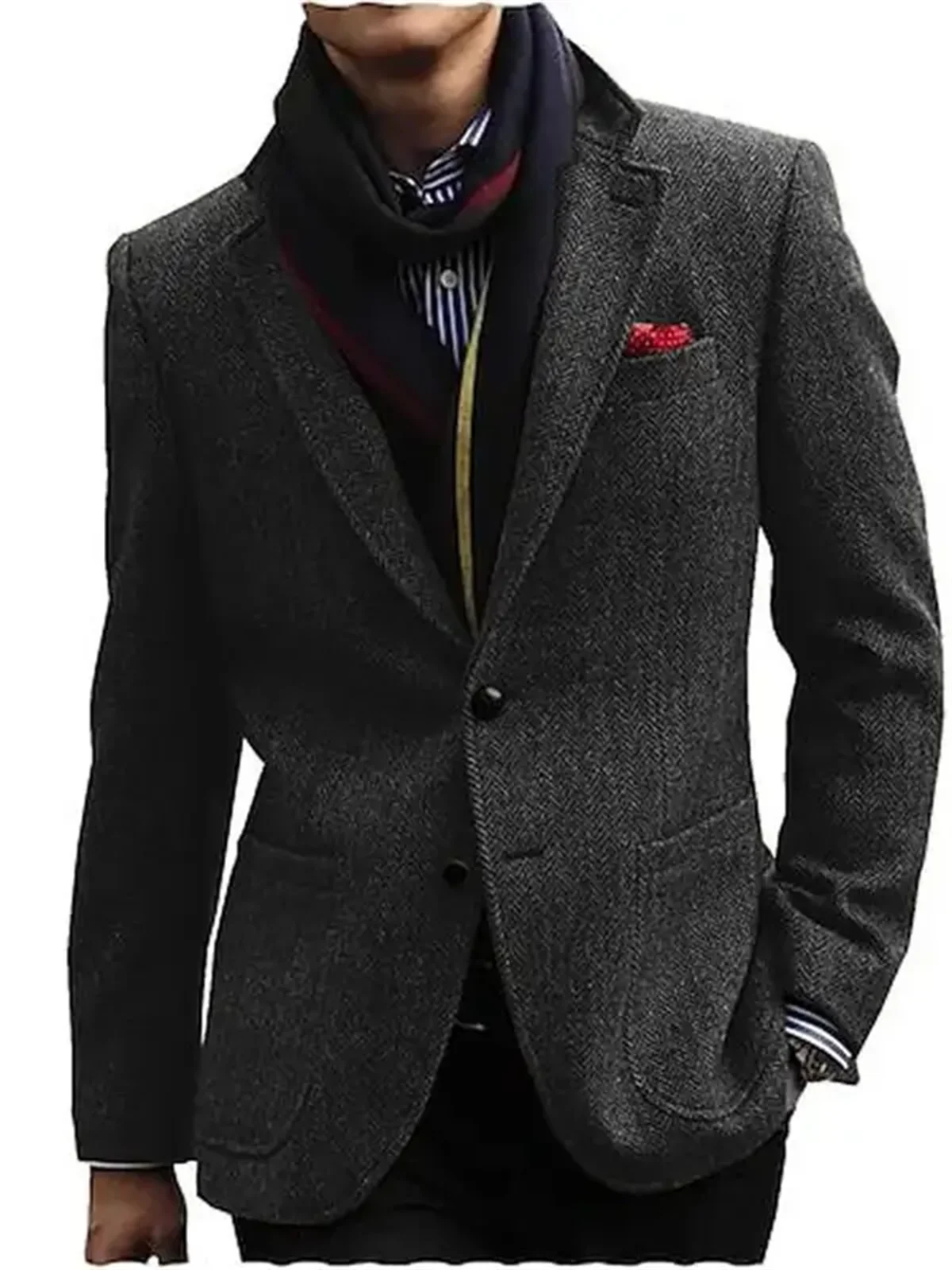 1Pieces Herringbone Single Breasted Jacket Casual Wedding Groom New Tuxedos Coat Elegant Men\'s Jackets Business Man Suits Blazer