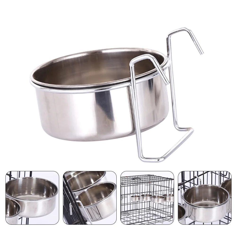 

Stainless Steel Hanging Bowl for Dog Cat Feeding Bowl Safe Eco Friendly Anti Rust Cage Pet Feeder for Pet