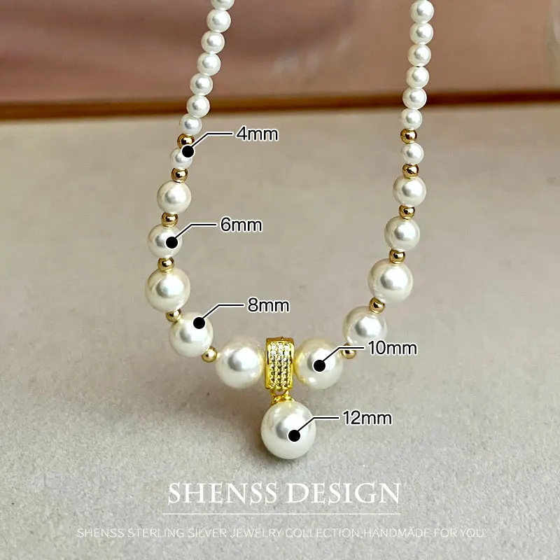 High Quality  Temperament Shell Pearl Pendant Necklace Wedding Jewelry for Women Copper Plated 14k Gold Accessories