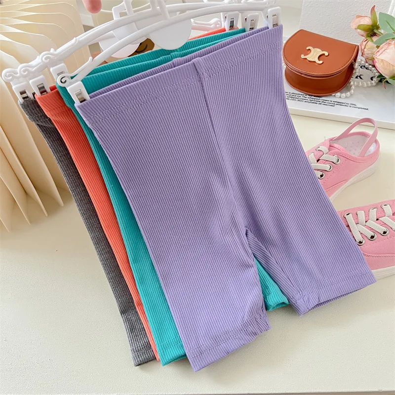 

Girls Shorts 2024 Summer Leggings for Kids Candy Color Children Safety Pants Elasticity Toddler Trousers Baby Bottom Clothing