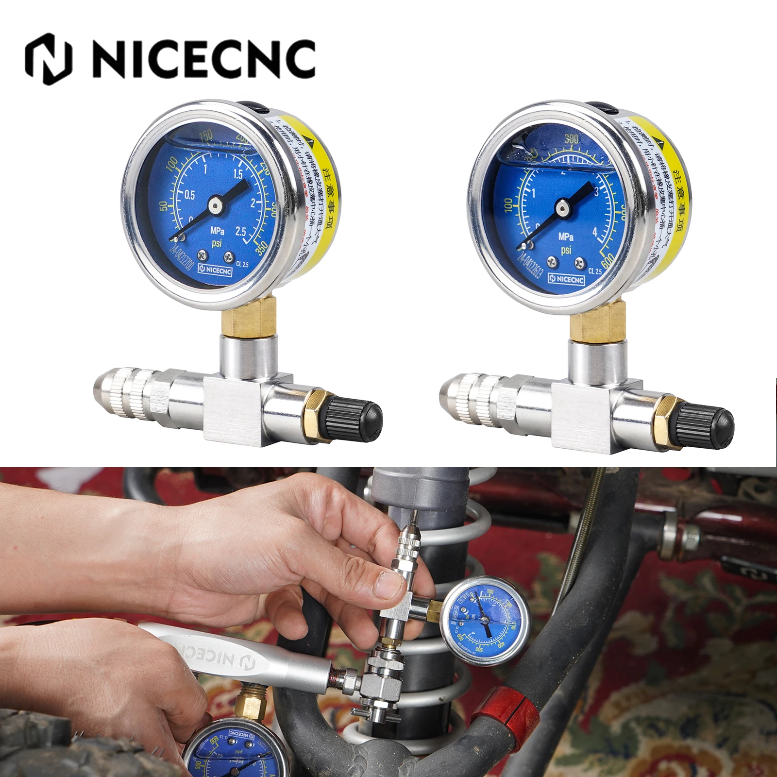 

350/600PSI Shock Nitrogen Gauge Needle Fill Tool For Yamaha YZX Polaris RZR CanAm Arctic Cat Snowmobile FOX Raptor Truck ATV UTV