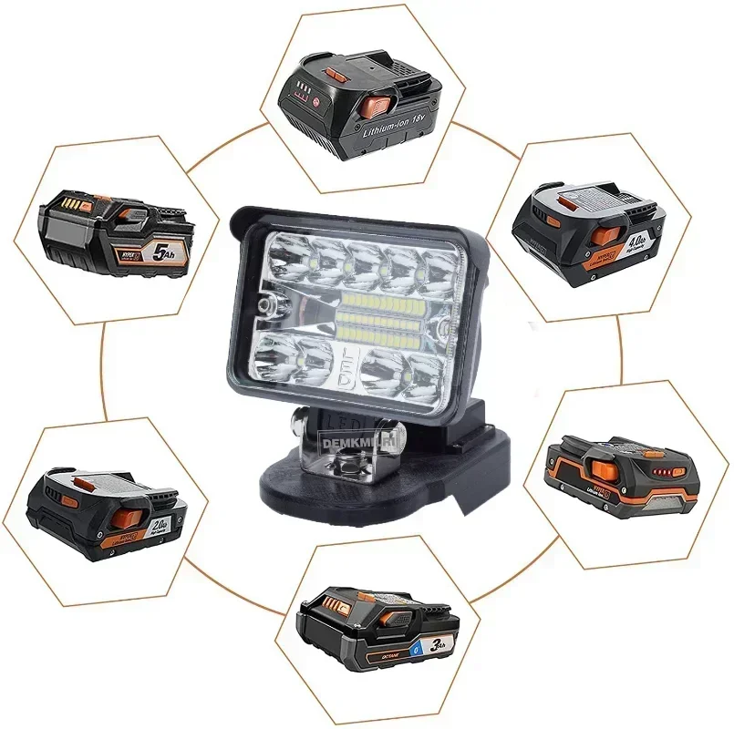 Luz de trabalho LED para Ridgid AEG 18V Lithium Battery 2800LM, Camping Outdoor Travel Light, sem bateria, novo