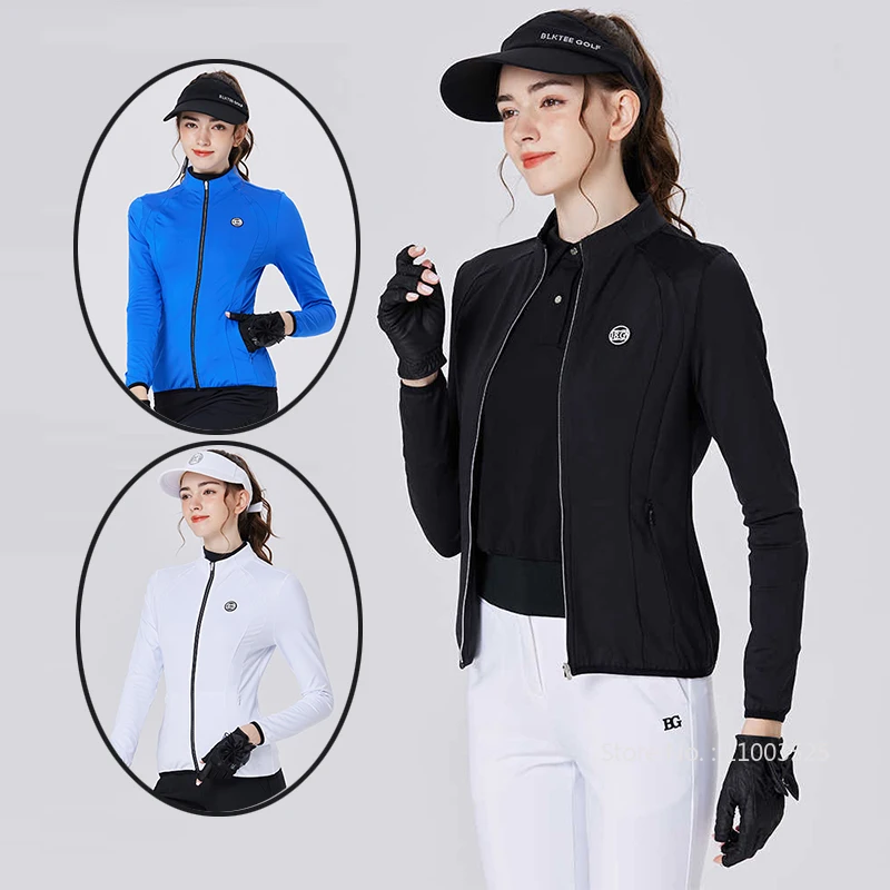 Blktee Golf Trench Coat Women's Long-sleeved Top Autumn and Winter Thin Slim Waist Sports Jacket for Ladies Windbreakers