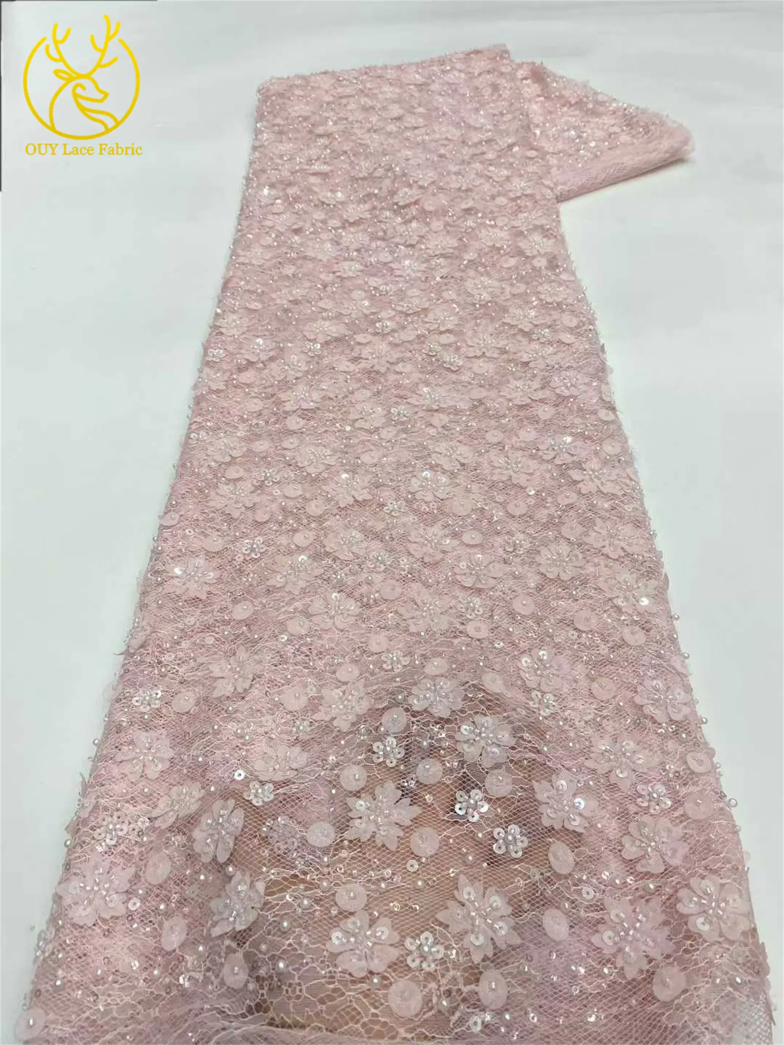 Neuester Spitzenstoff mit Pailletten und Perlen, 2026, hochwertiger afrikanischer nigerianischer Spitzenstoff, Hochzeitskleid und Abendkleid, Nähen, 5 Yards – Detail 19