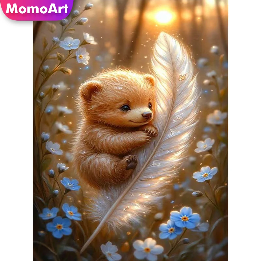 Momoart DIY Diamant-Mosaik Bär Tier Neuerscheinung Diamantmalerei Feder-Bild Strass-Stickerei Handgemachtes Geschenk