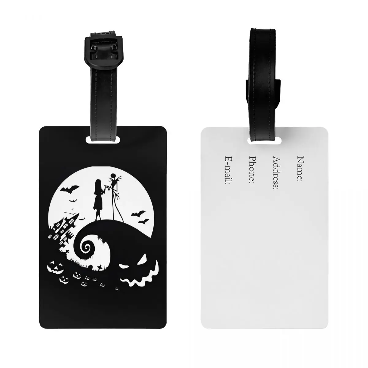 Étiquettes de bagage personnalisées Jack Skellington, étiquettes de bagage personnalisées pour cauchemar avant noël, couverture de confidentialité, nom, carte d'identité