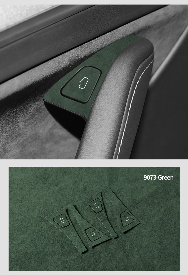 Hochwertiger Wildleder-Aufkleber für Tesla Model 3 (2019-2022) / Model Y (2019~) Autotür-Schalterknopf, kratzfester Zierstreifen, Innenraumzubehör – Detail 10