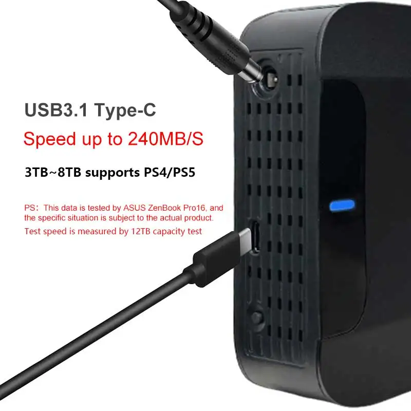 3.5'' HDD Portable External Hard Drive 12TB Type C3.1 External Hard Disk Memory Compatible PC/Mac/ Desktop/MacBook/PS4/PS5