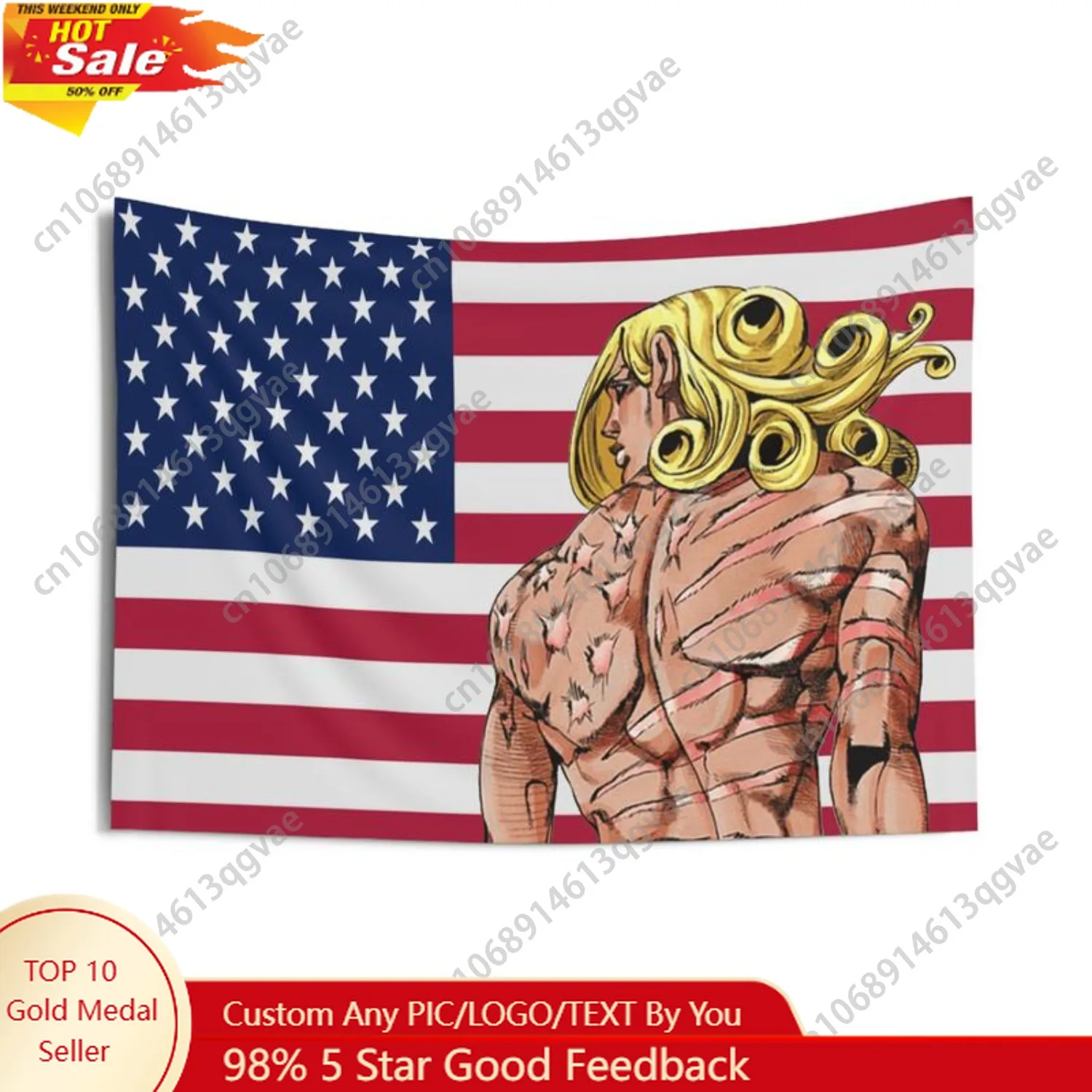 Estética Anime tapiz bandera D4C JJBA EE. UU. colgante de pared Jojos Anime Meme decoración interior habitación arte regalo banderas decoración personalizada