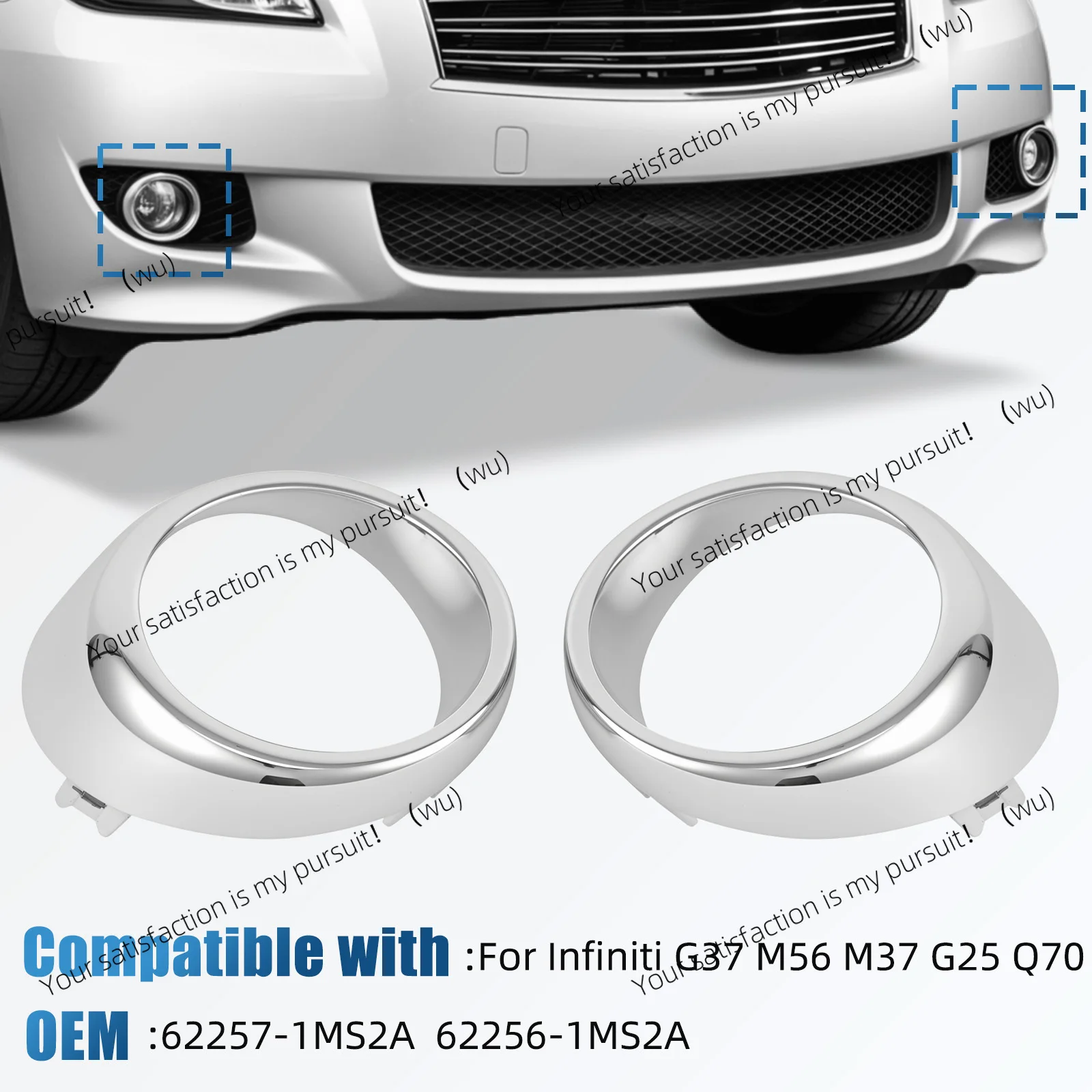 

1 пара накладок на переднюю противотуманную фару автомобиля для Infiniti G37 M56 M37 G25 Q70 2010 2011 2012 2013 2014 62257-1MS2A 62256-1MS2A