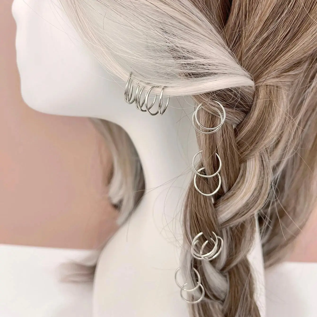 50pcs Fém nyitva Ugrás haja Porond, raszta gyöngyök haja Paszomány gyűrűk klipek Fél vmitől Göndörít haja braiding bilincs decoration/accessories