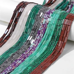 13X4mm Natural Stone Tube Beads Agates Tiger Eye Imperial Spacer Bead Smooth Flat Rectangle Tube Beads for Jewelry Making DIY