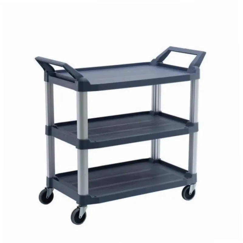 Durable Plastic Cart 3 Tier Trolley Push Cart Cleaning Cart