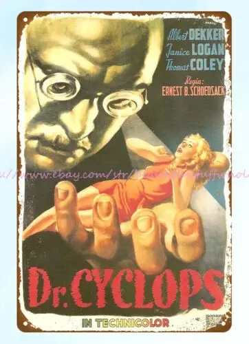 1940 Dr. Cyclops horror movie poster film scary metal tin sign internal design