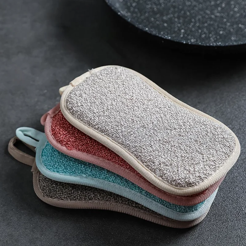 Dishwashing Sponge Thicken Good Absorption Cleaning Rag 4 Colors Cleaning Sponge Cloth  Kitchen Double-sided Cleaning Dishcloth