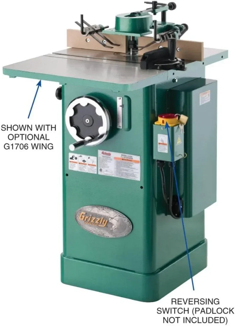 G1035-1-1/2 HP Shaper Прецизионно-земляемый чугунный стол Сверхмощный двигатель 1-1/2 HP 120 В/240 В Однофазный