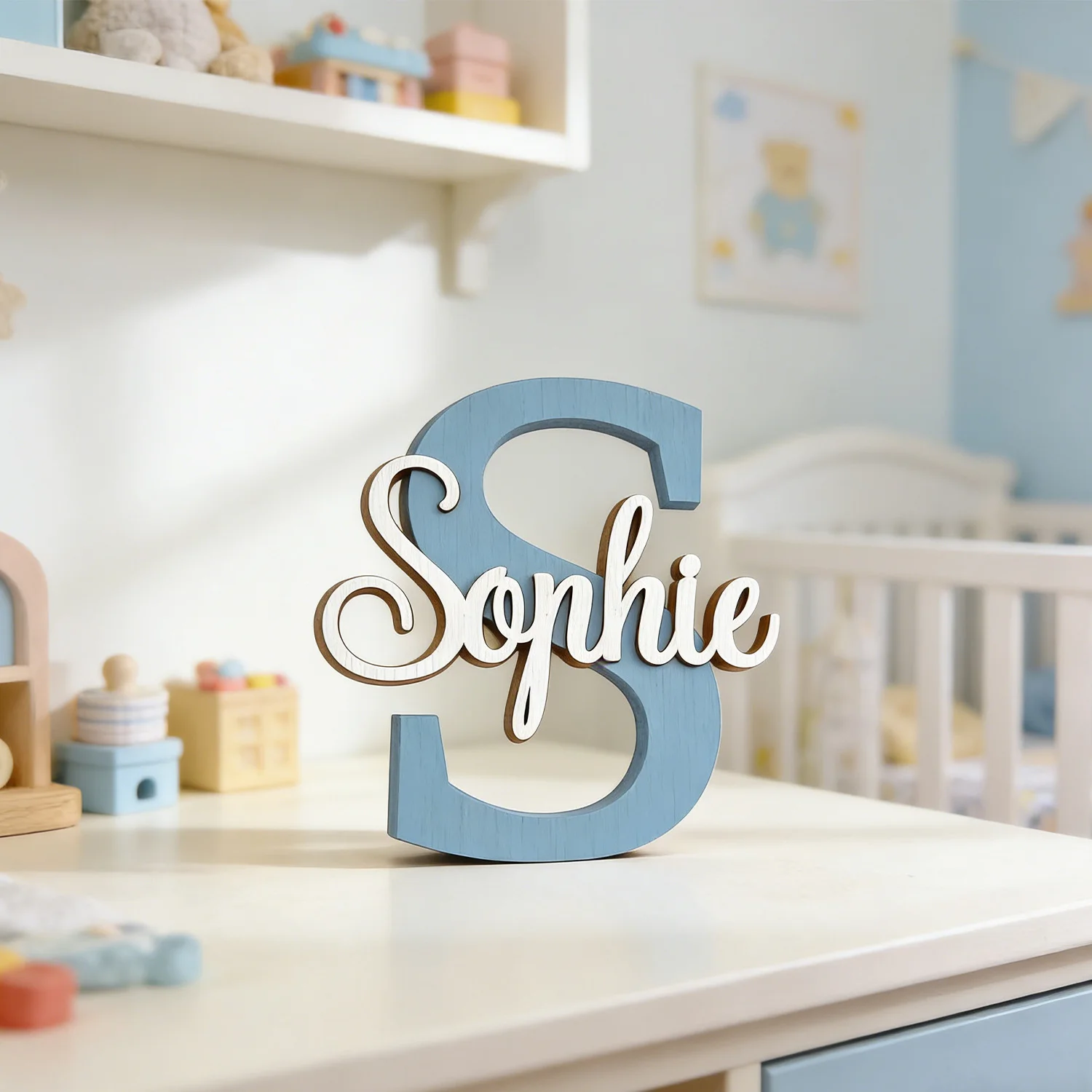 1pc Wooden Plaque with Personalized Name Letters, Customizable Content, Ideal for Birth, Baptism, and Wall Decoration Gifts
