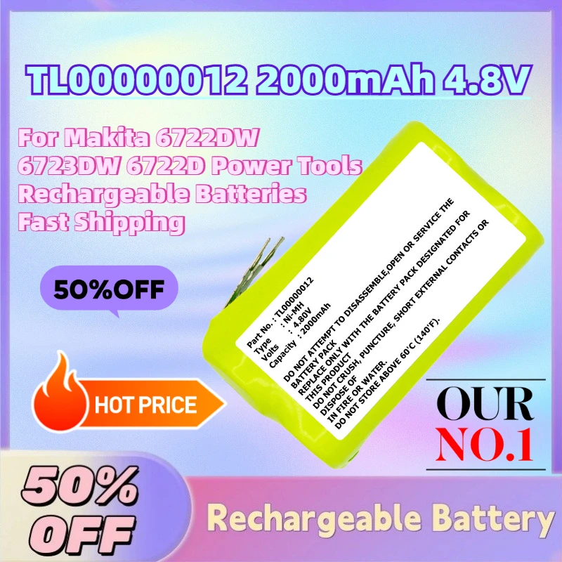 

upgrade TL00000012 2000mAh 4.8V Ni-MH Battery For Makita 6722DW 6723DW 6722D Power Tools Rechargeable Batteries Fast Shipping