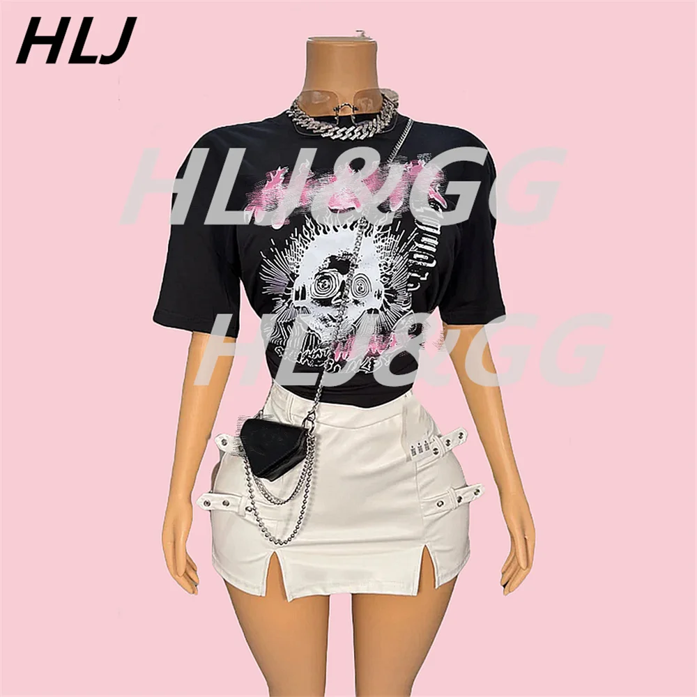 HLJ High Quality Fashion Graffiti Print Cotton Loose Tshirts Women O Neck Short Sleeve Straight Tops Vintage Female Streetwear