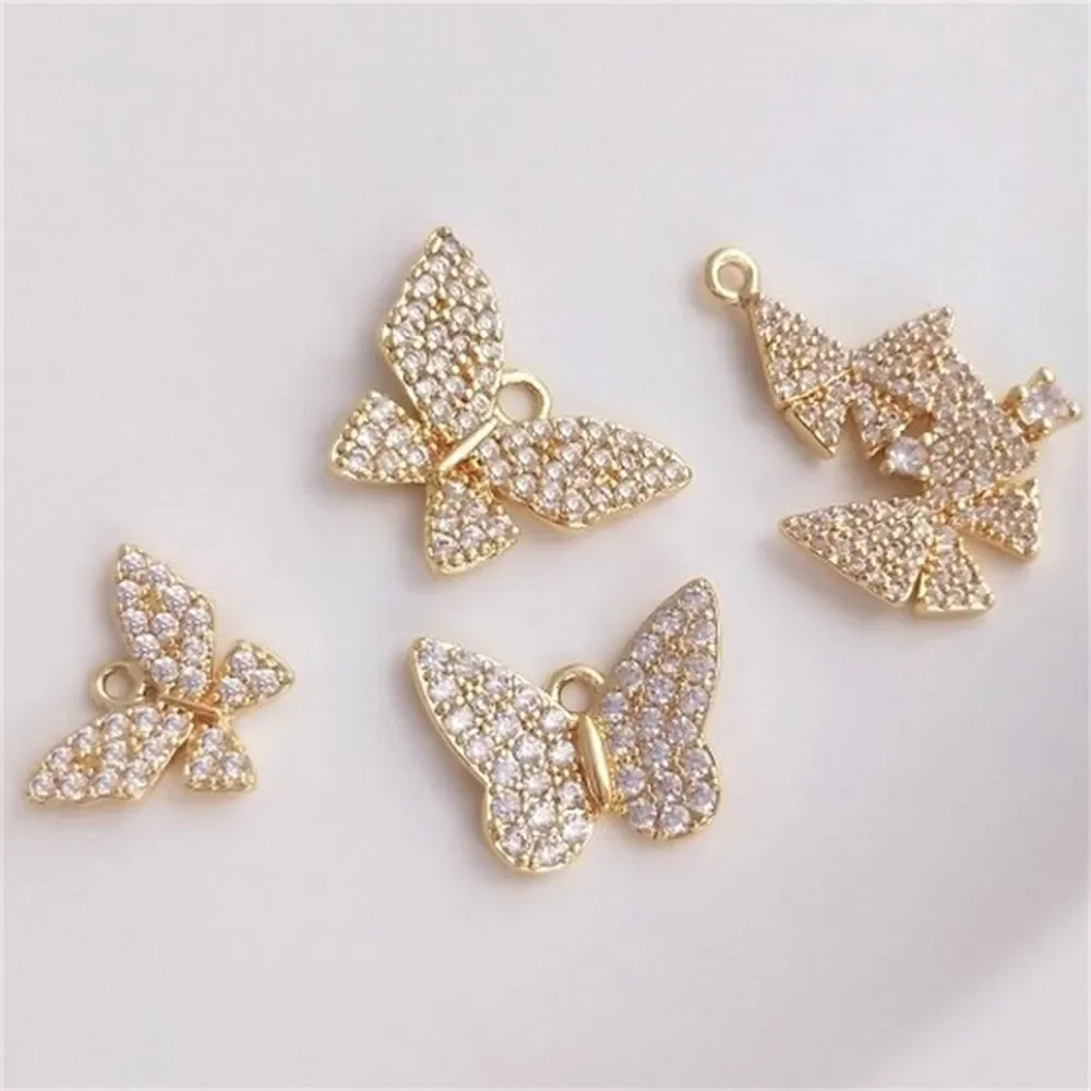 Micro-set Zirconium 14K Gold Zirconia Butterfly Pendant Series Fashion Pendant Bracelet Necklace Earrings Charm K358