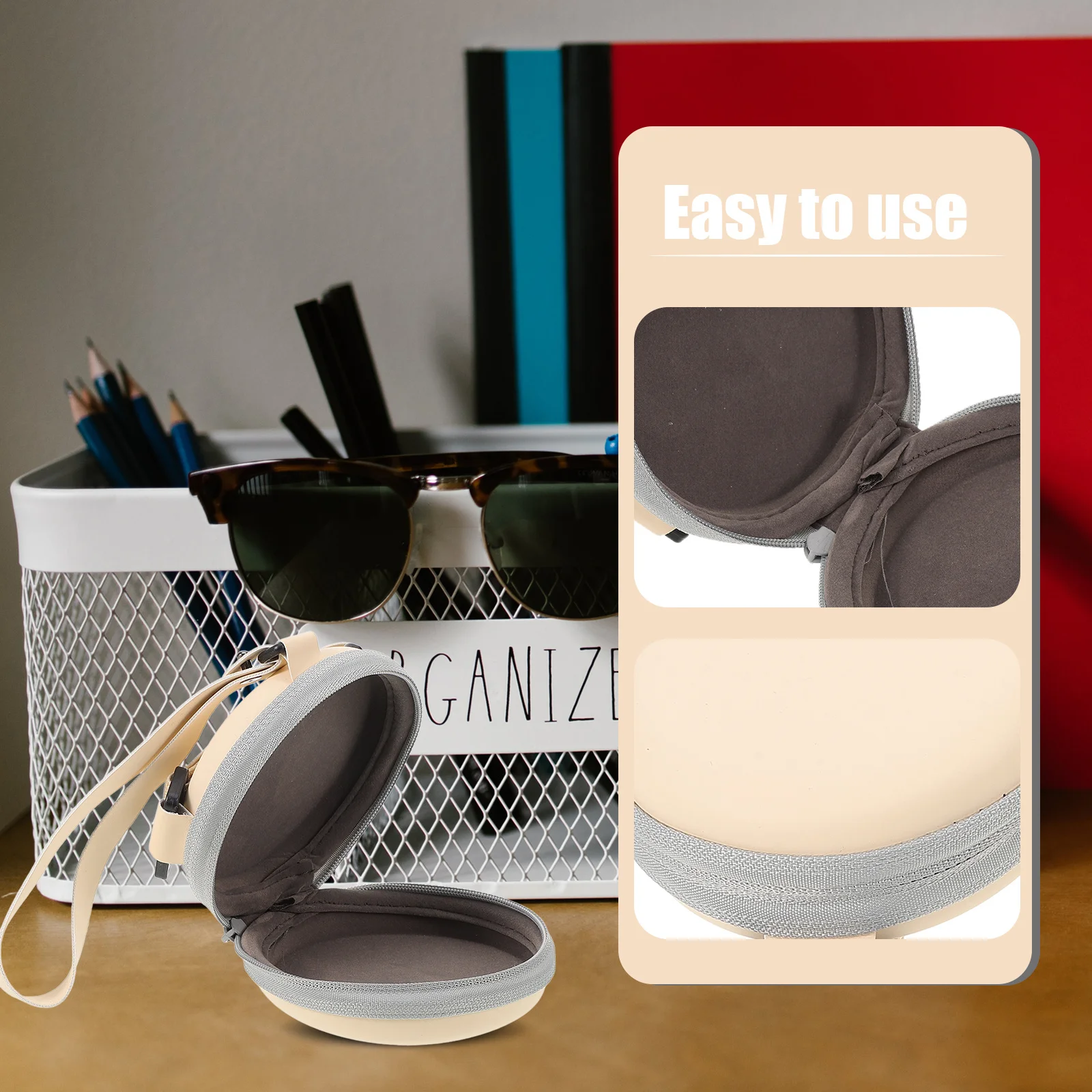 

Round Foldable Sunglass Case Hard Shell Protective Glasses Box Lightweight Portable Organizer for Travel Outdoor Sunglasses