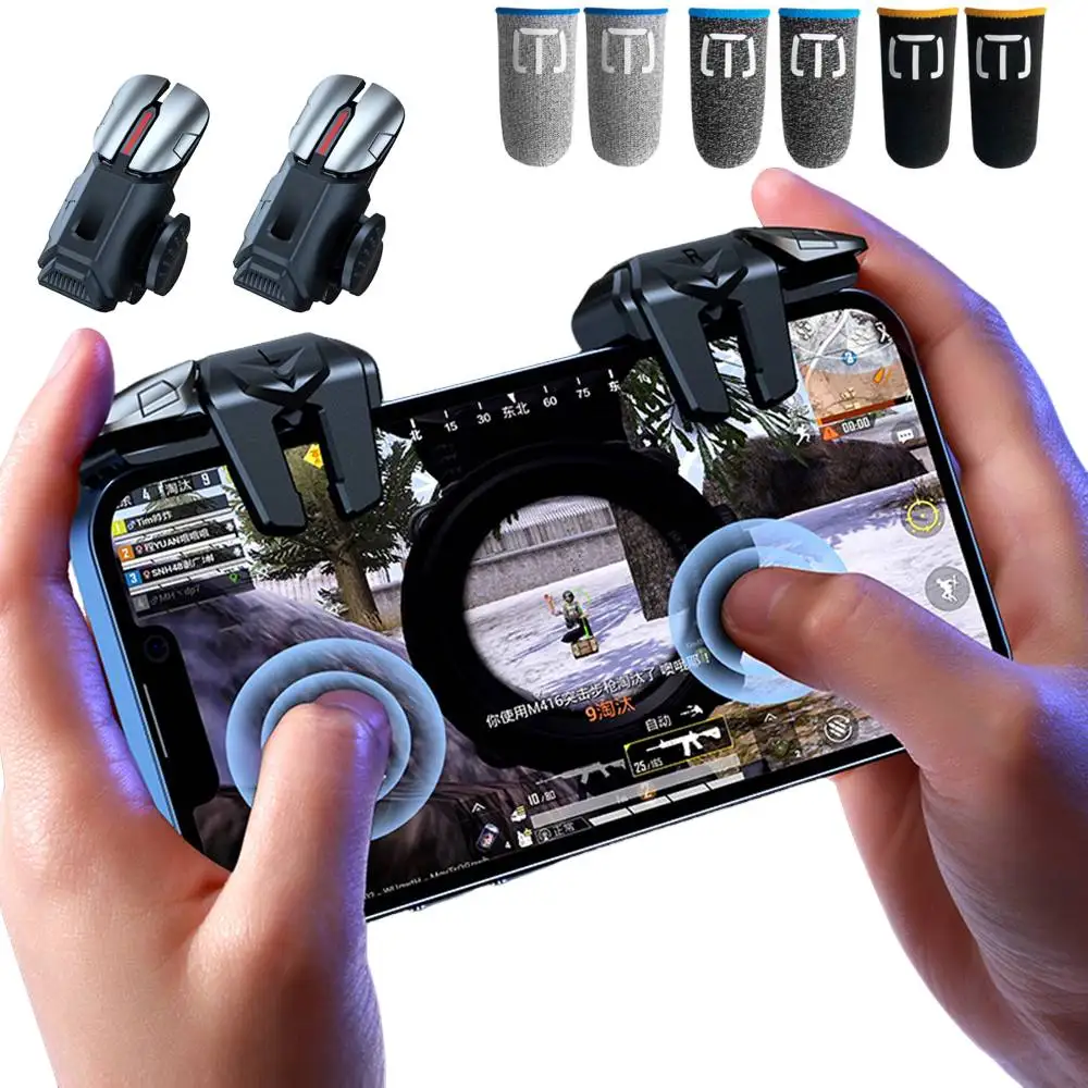 1 Pair G21 6 Finger Game Controller for PUBG Game Mobile Gamepad Trigger Joystick Shooter Fire Button Controller for PUBG Mobile