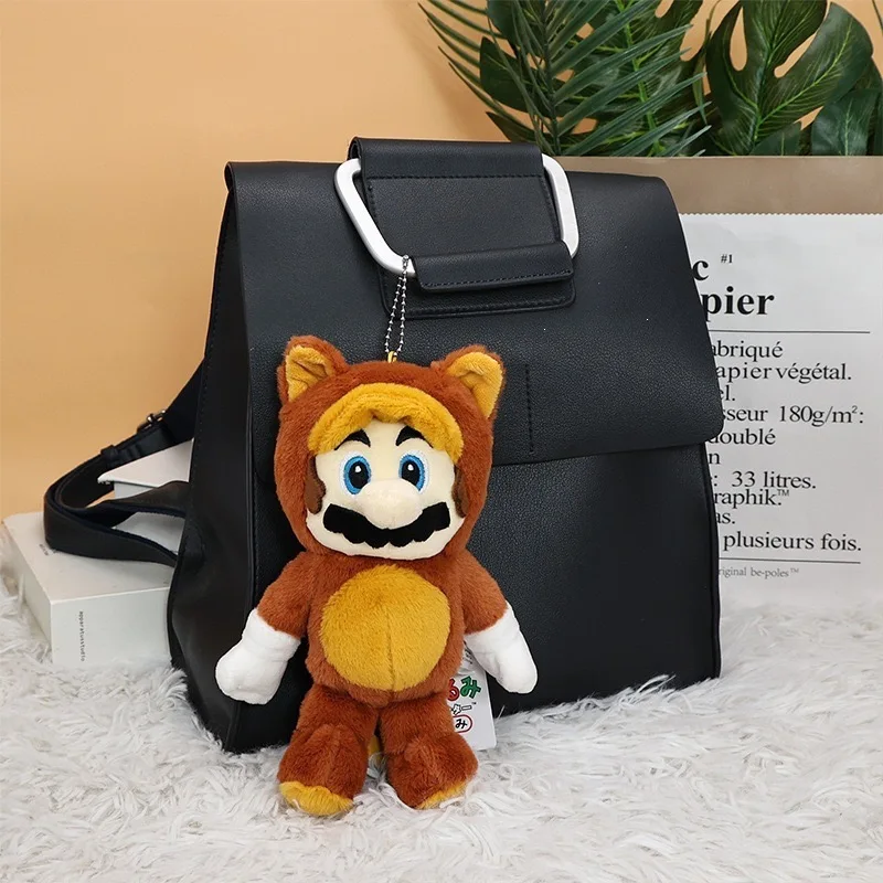 Super Mario 3D World Plush Keychain Set - Cat Mario & Tanooki Mario Cute Nintendo Game Stuffed Doll Gift for Fans Backpack Penda view 6