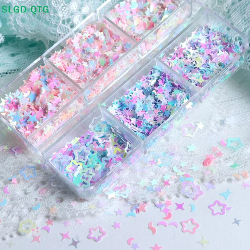 New Iridescence Stars Moons Glitter Nails Accessories Decor Mermaid Sequin Nail Art Supplies For Professionals Flakes Nail Parts