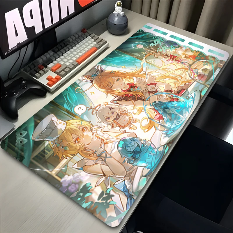 

Mouse Pad Anime Girl Kawaii Mousepad PC Gaming Genshin Impact Gamer Table Keyboard Pad Laptop Cute Escoffier Desktop Mouse Mat