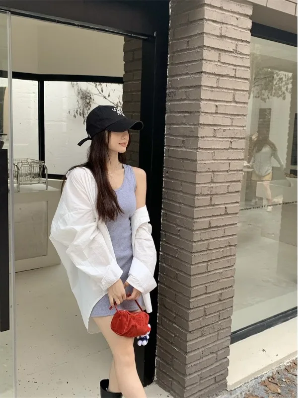 

Женская повседневная свободная рубашка-кардиган с защитой от солнца, весна 2026, новый стиль, с длинным рукавом, воротником, средней длины, на пуговицах