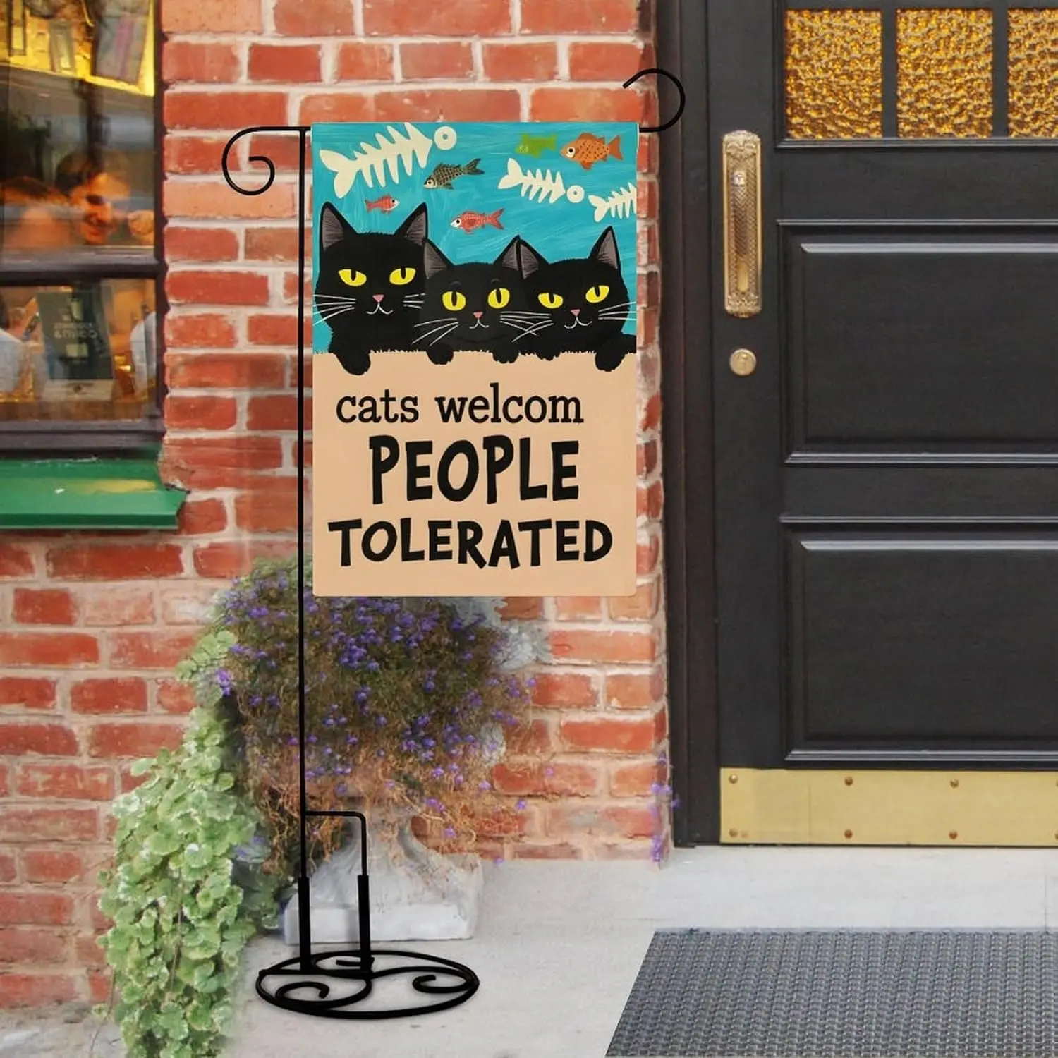 Cats Welcome, People Tolerated, Cat Garden Flag 12x18 Inch, Double Sided Outdoor Sign for Home Farmhouse Yard Decoration LLX PPM