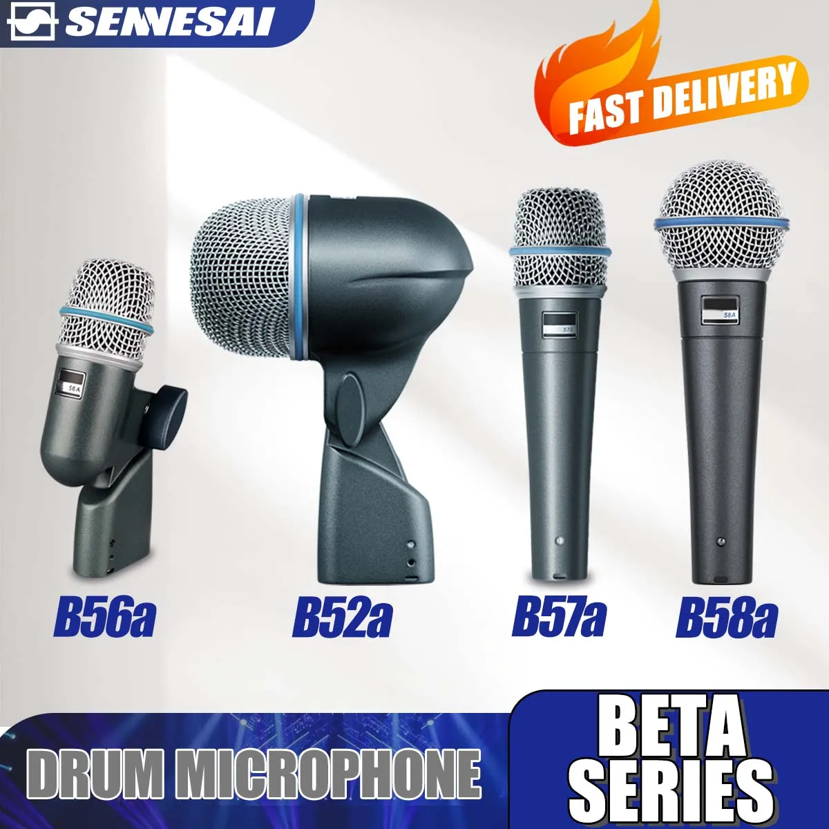 High Quality！B52A Drum Microphone Instrument Kick Drum Bass Mic（Metal）56A 57A 58A Dynamic Drum Snare Kick Mic，Kick-out Big Bass