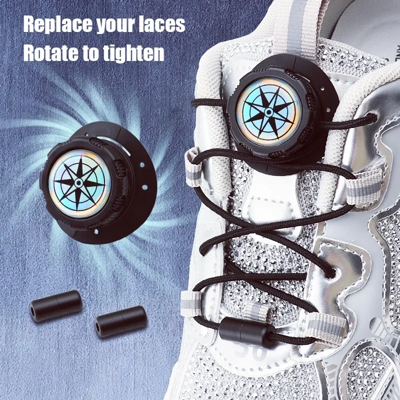 Simple Swivel Buckle Laces Automatic Shoelaces Without Ties Install Unisex Thick Rope Tennis Sneakers Shoelace Shoe Accessories