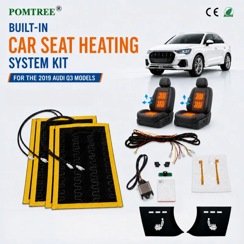 Built-in Car Seat Heating Kit Fit For 2019-2026 Audi Q3 Dual Seats , Alloy Wire Heater Pads & Dedicated Switch, For 2 Seats