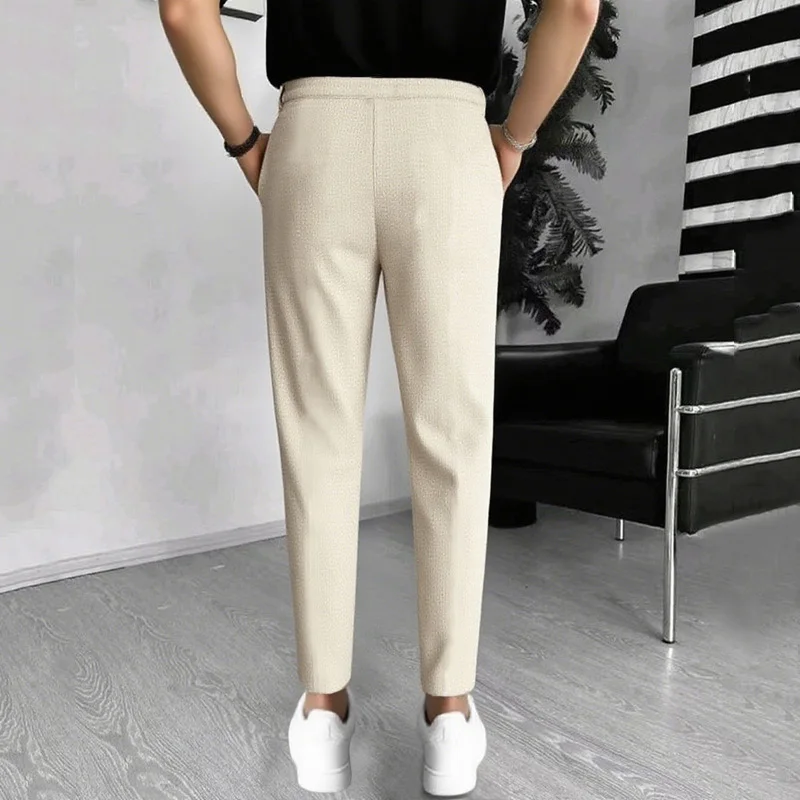 Mens Stylish Waffle Pants - Casual Sports Slim Fit with Adjustable Drawstring Secure Pockets for All Seasons - Perfect Outdoor