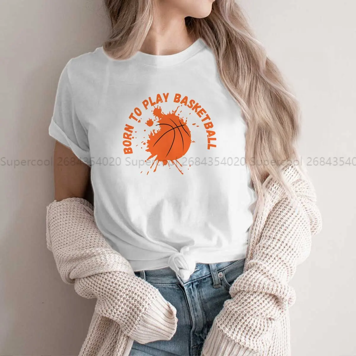 Born To Play Basketball Graphic Polyester TShirt Basketball Sports Printing Streetwear Comfortable T Shirt Female