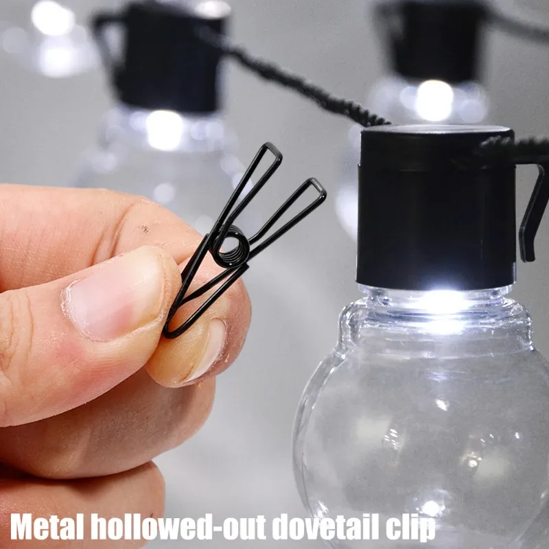 10/20pcs Tent Light String Fixing Clip Hollowed Out Binder Food Sealing Bag Outdoor Camping Awning Metal Skeleton Dovetail Clips