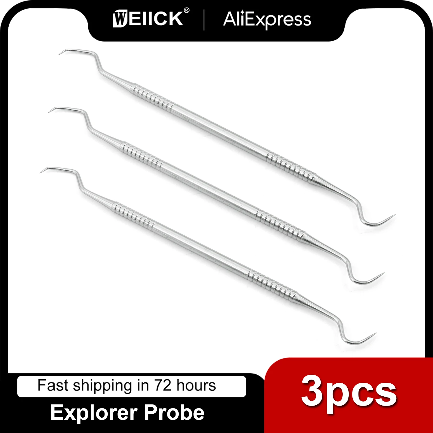 3Pcs Stainless Steel Dental Tool Dentist Teeth Clean Hygiene Explorer Probe Hook Pick Dentists Instruments Teeth Cleaning Tool