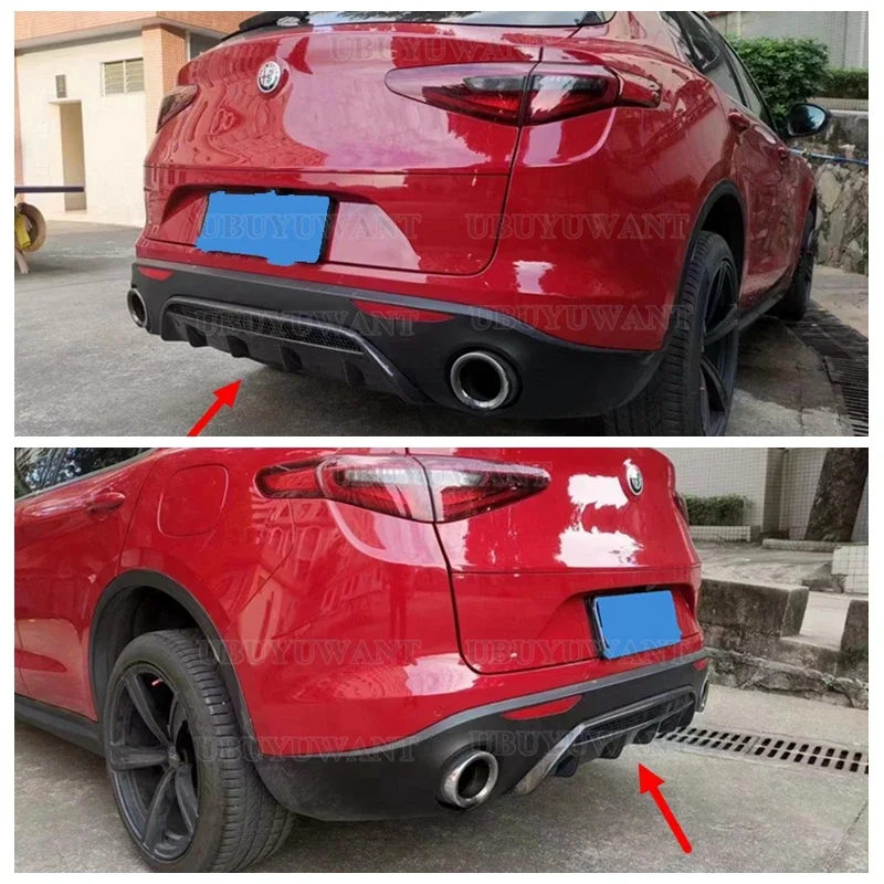 For Alfa Romeo Stelvio 2017 2018 2019 Rear Lip Diffuser High Quality Carbon Fiber / FRP Spoiler Car Bumper Apron Guard