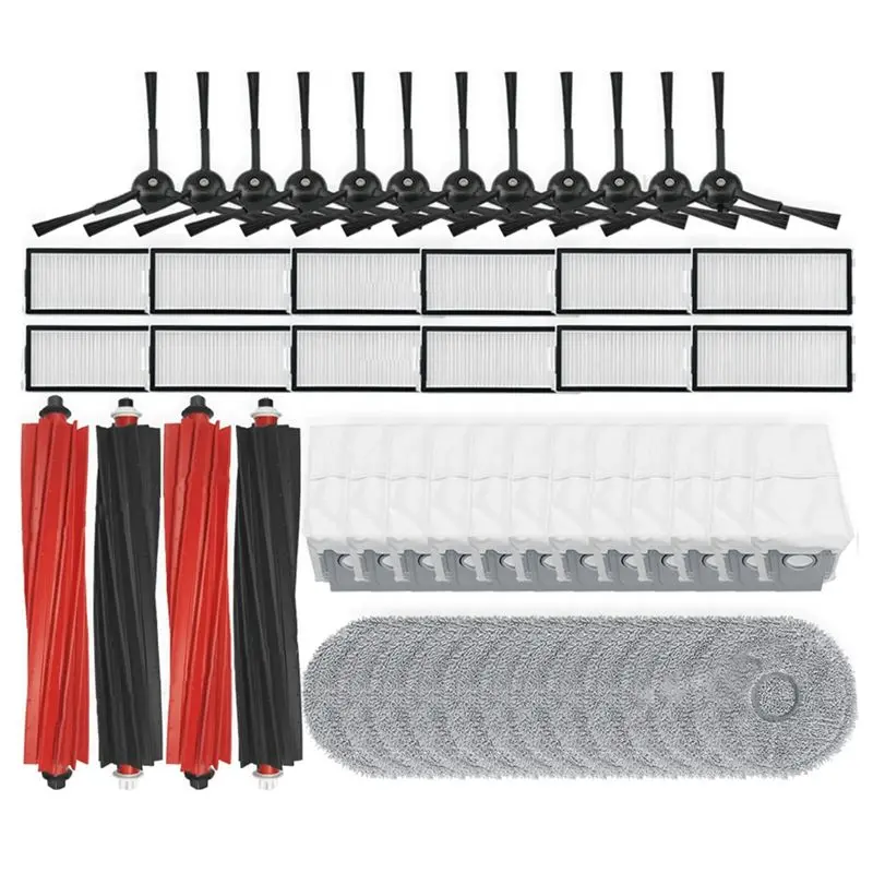 

YCOC-For Roborock Qrevo Master, V20, P10S Pro Vacuum Parts Main Roller Side Brush Hepa Filter Mop Cloth Dust Bag Accessories