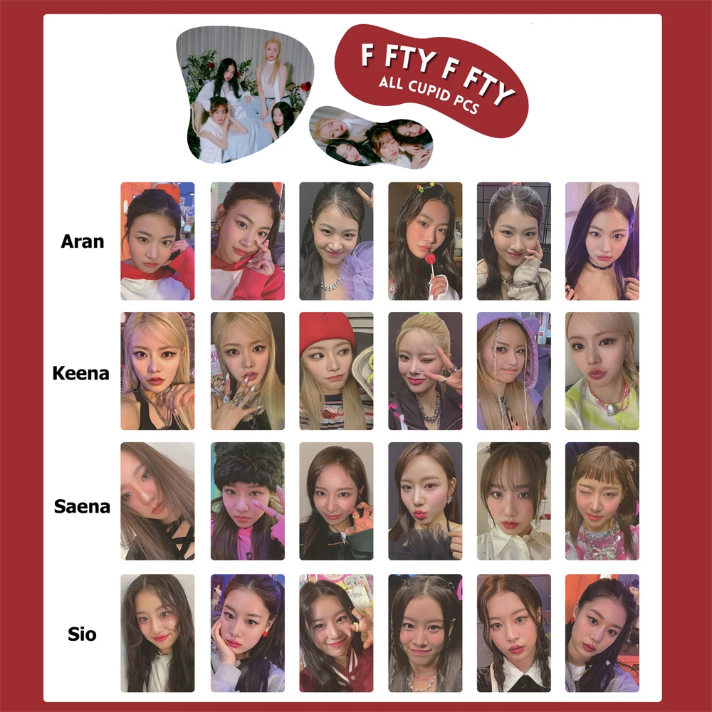 6Pcs/Set FIFTY FIFTY The Beginning Cupid Album Member Selfie Photocards Aran Sio Keena Saena Cute Lomo Cards Postcard Fans Gifts