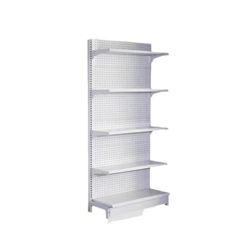 

Single-sided main shelf white 123 long supermarket shelves, supermarket commodity shelves hole board hanging