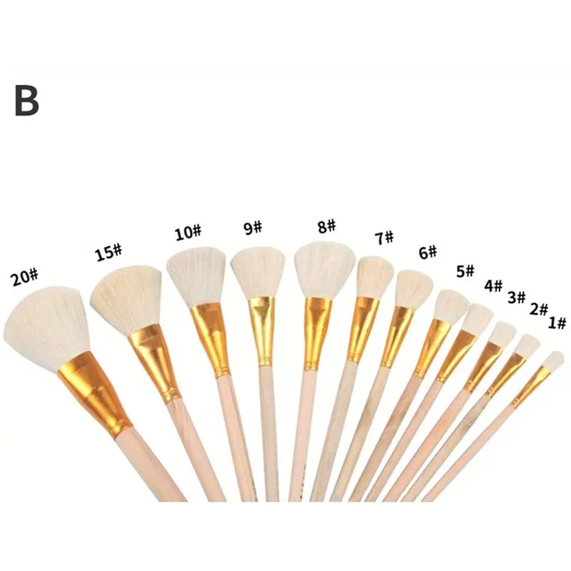 A13E-Pottery Art Wool Brush For Glaze/Painting Coloring Watercolor Paint Acrylic Craft DIY Painting Pen Art Supplies