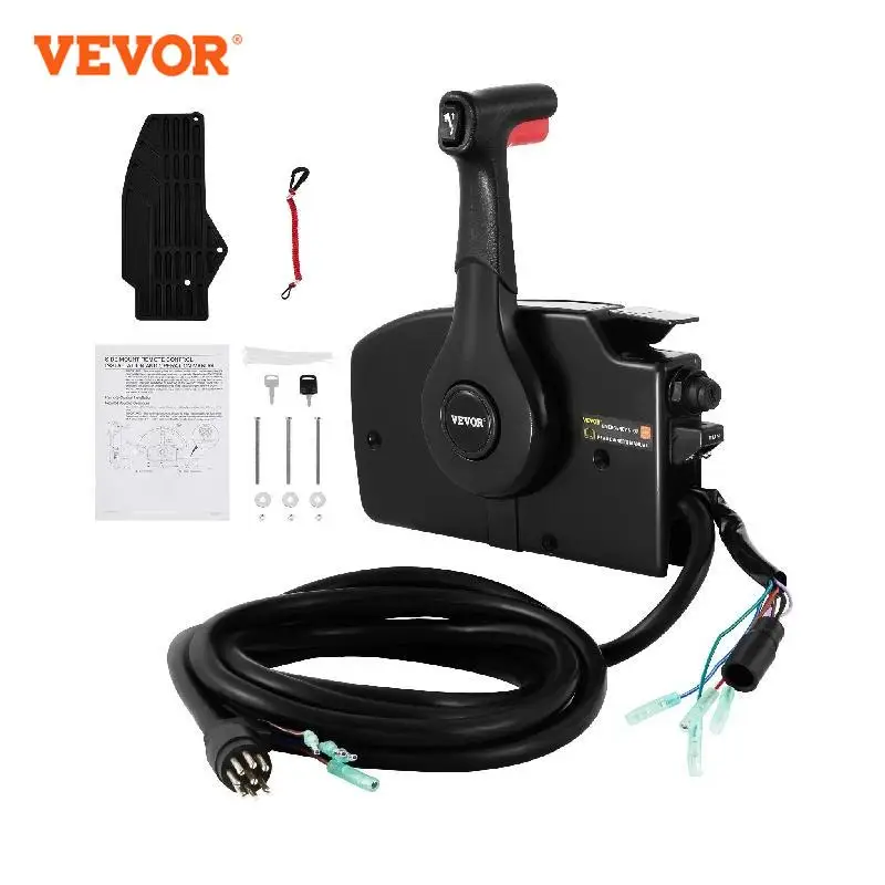 VEVOR 881170A15 Outboard Remote Control Box Throttle Shifter Boat Accessories with 8 Pin 15ft Harness for Mercury Mariner Motor