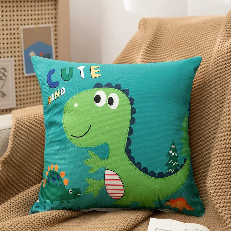 Pillow case Cartoon kawaii Dinosaur Throw Pillow Cover Living Room Dorm Sofa Pillowcase Home Decor Girl Kids Room Aesthetic