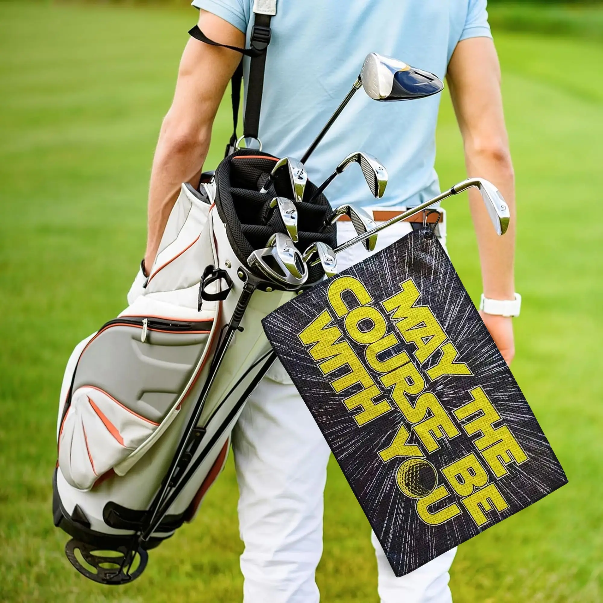 Funny Golf Towels May The Course Be with You Golf Towel Golf Accessories for Men Women Great Birthday Gift Fathers Day