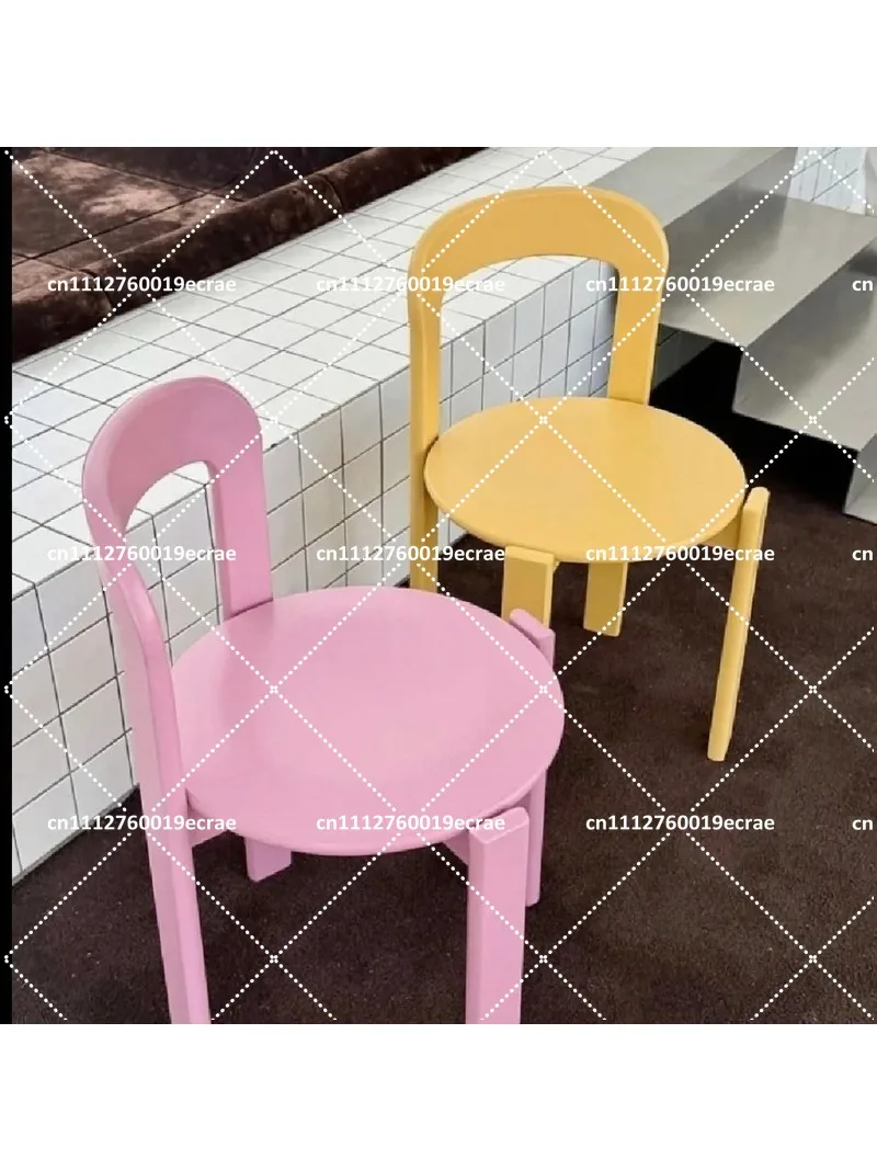 Medieval Style Dining Chair Colorful Small Apartment Study Back Chair Cafe Accent Chair