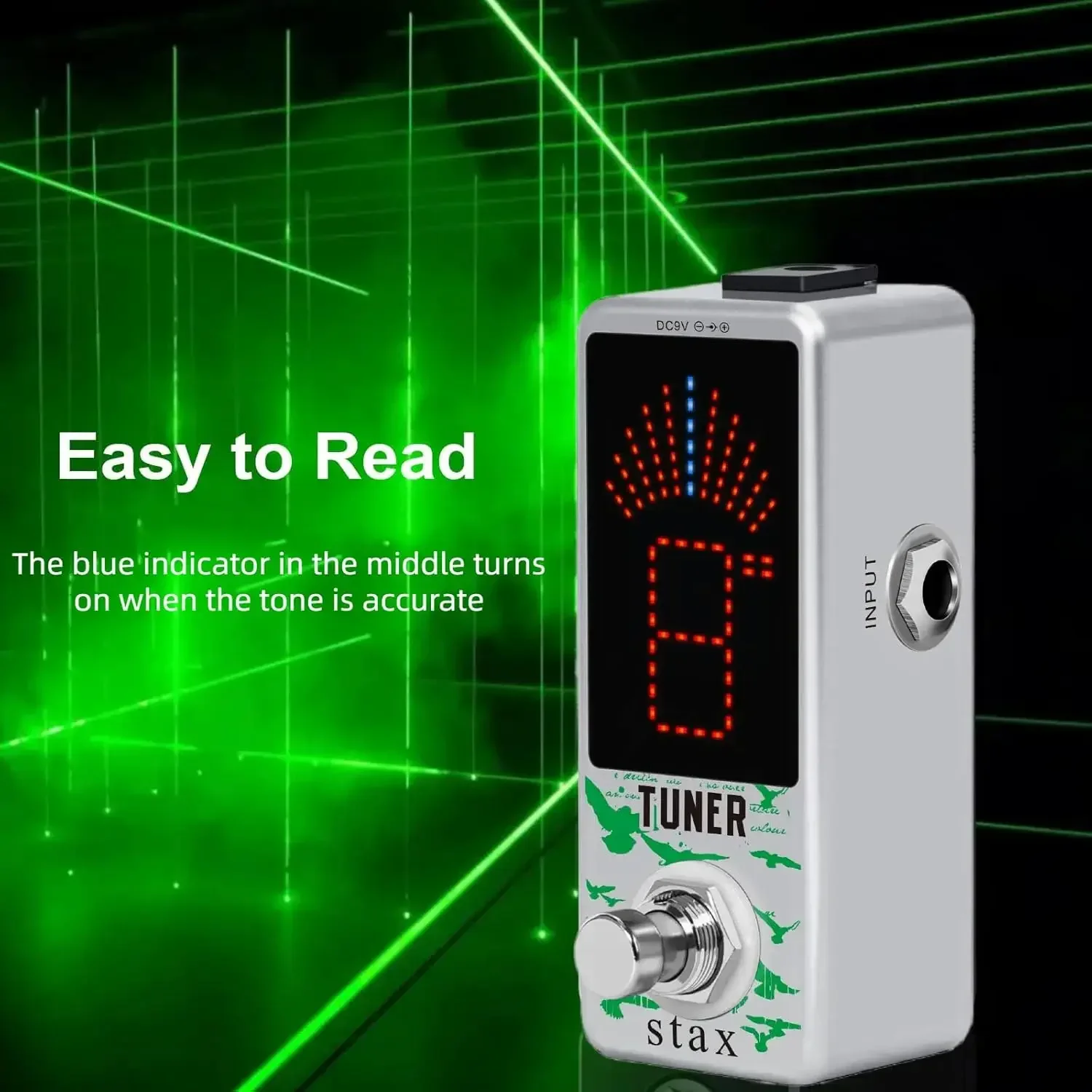 Chromatic Guitar Tuner Pedal Fast and Accuate Tuning High Precision ± 1 Cent with Pitch Indicator for Guitar Bass Ukulele