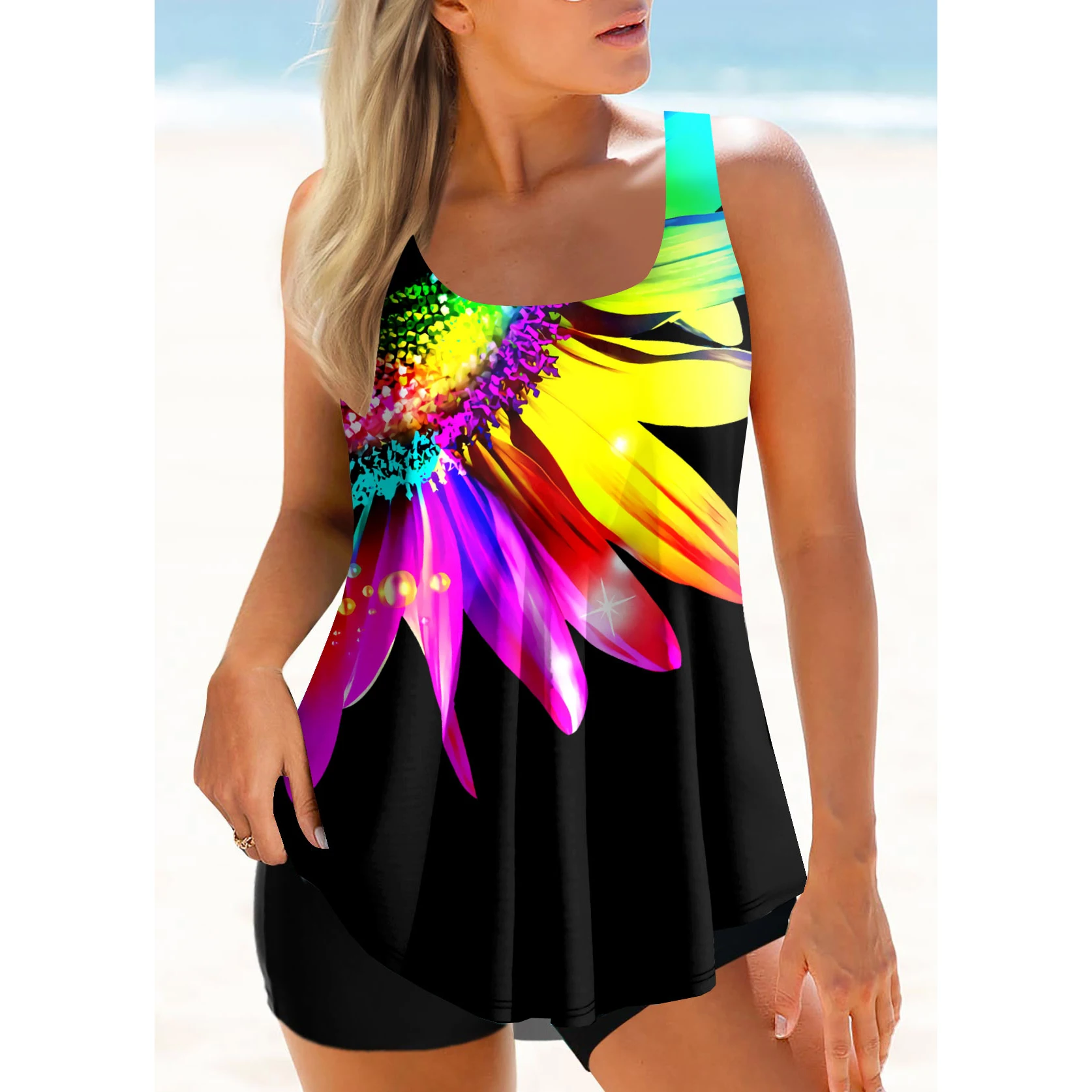 Tankini estampado para mujer, traje de baño de dos piezas, conjunto de Bikini, ropa de playa, verano 2023